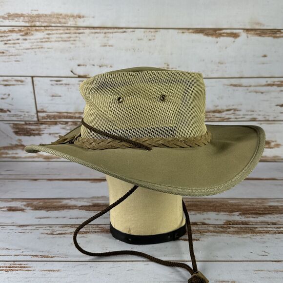 Barmah Hat Canvas Drover Outback Mesh Khaki Vented Safari Mens Size MD Medium - Picture 2 of 7